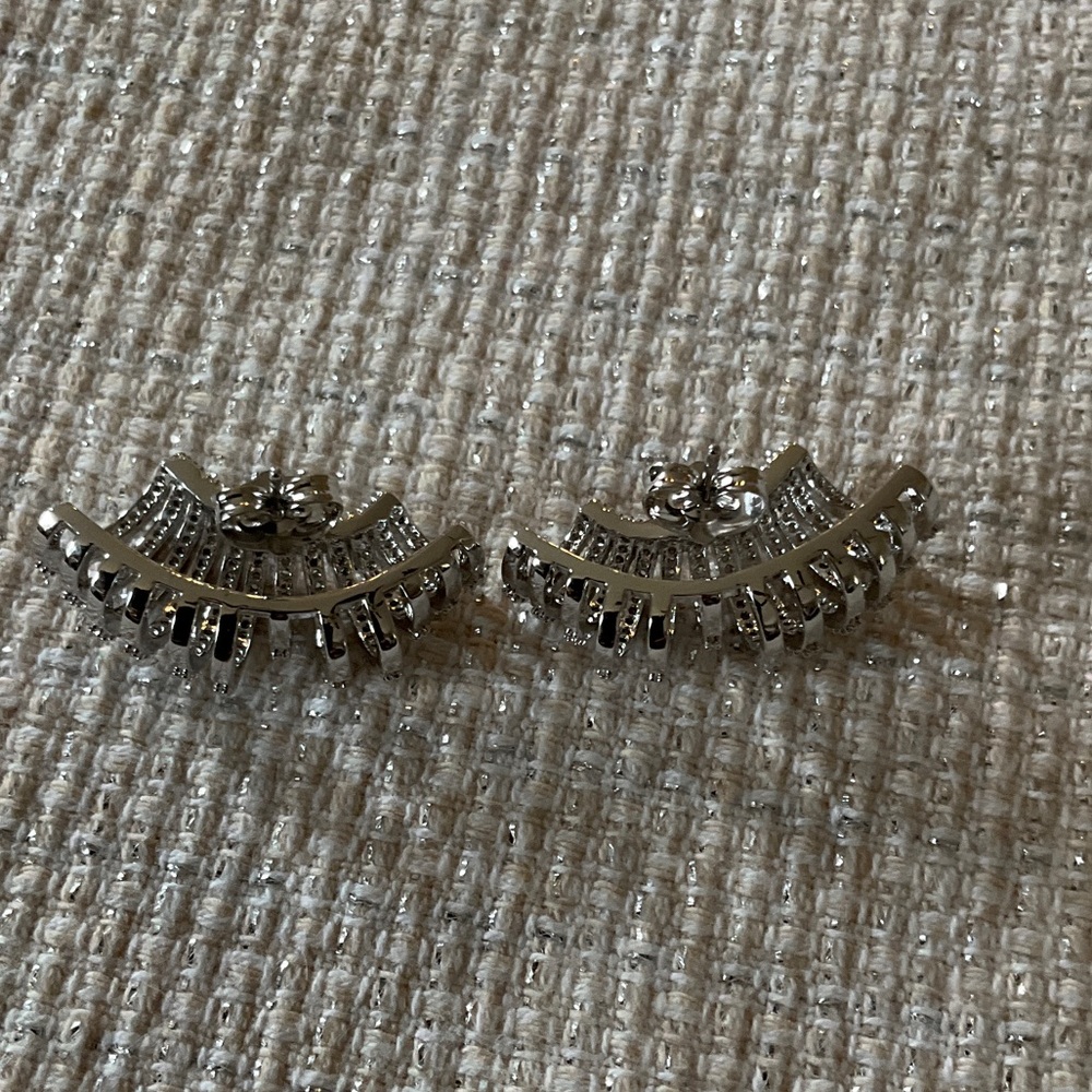 Adina Eden Silver Pave Fancy Cage Stud Earrings - Picture 4 of 5